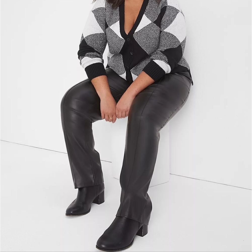 🆕👖Lane Bryant Signature Fit Faux-leather Straight-leg Pants, Black